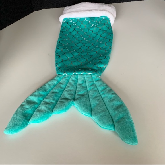 Aqua Blue teal Silver Scale Mermaid Tail Christmas Stocking Hanging Turquoise - Picture 5 of 7